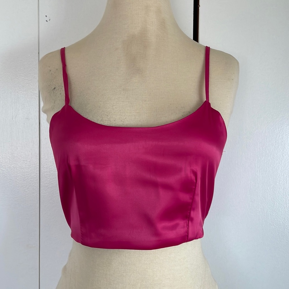Barbie Hot Pink Satin Crop Top - Picture 1 of 5